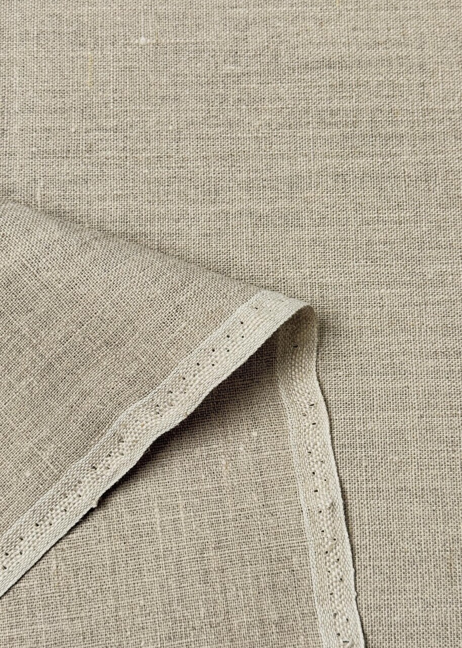 1 Yard Natural Pure Linen Fabric 7 oz Flat Fluffy Weave 58 Inches Wide